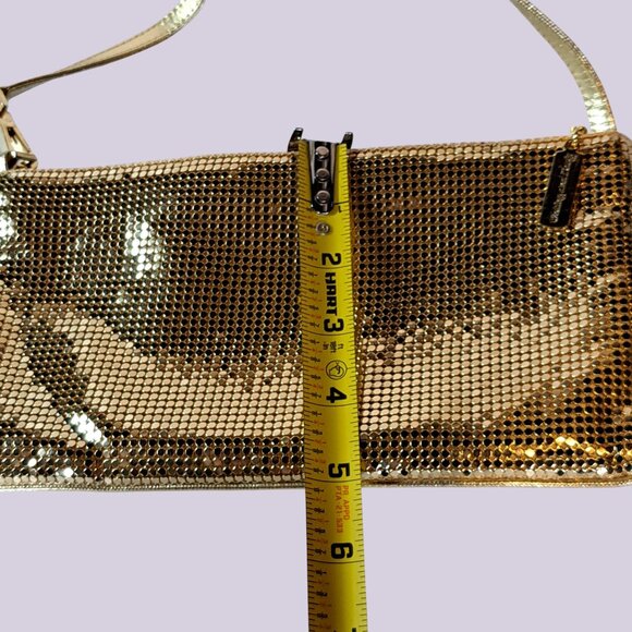 Vintage Whiting and Davis Metallic Metal Mesh Evening Bag Purse Gold Zipper - Picture 8 of 11
